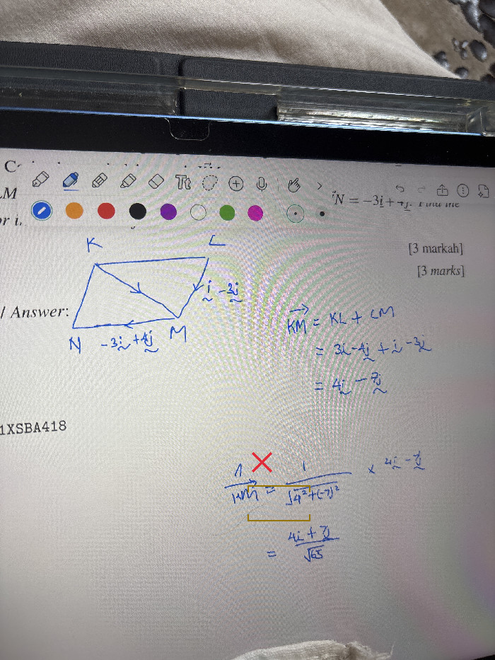 The negative sign of the j component was accidentally changed to a positive sign in the final answer.