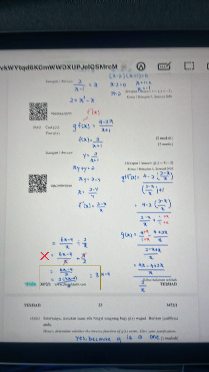 The common factor 2 is taken out from 6x - 4 but the constant term is left undivided.
