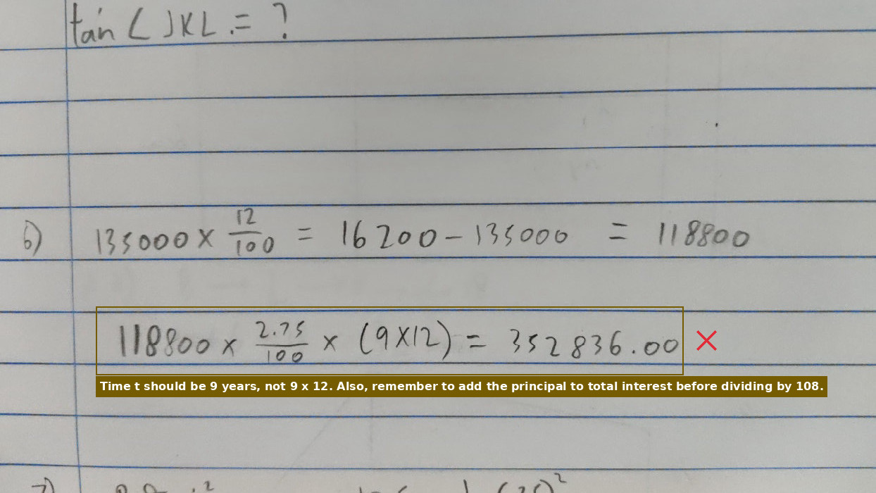 The time variable t was incorrectly multiplied by 12 inside the interest formula I = Prt.